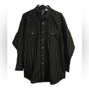 Rock Canyon Men's Vintage Striped Pearl Snap Western Shirt size Neck 16 1/2 x 33